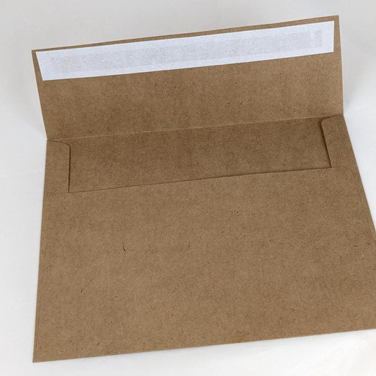 Brown self seal paper envelope on a white background