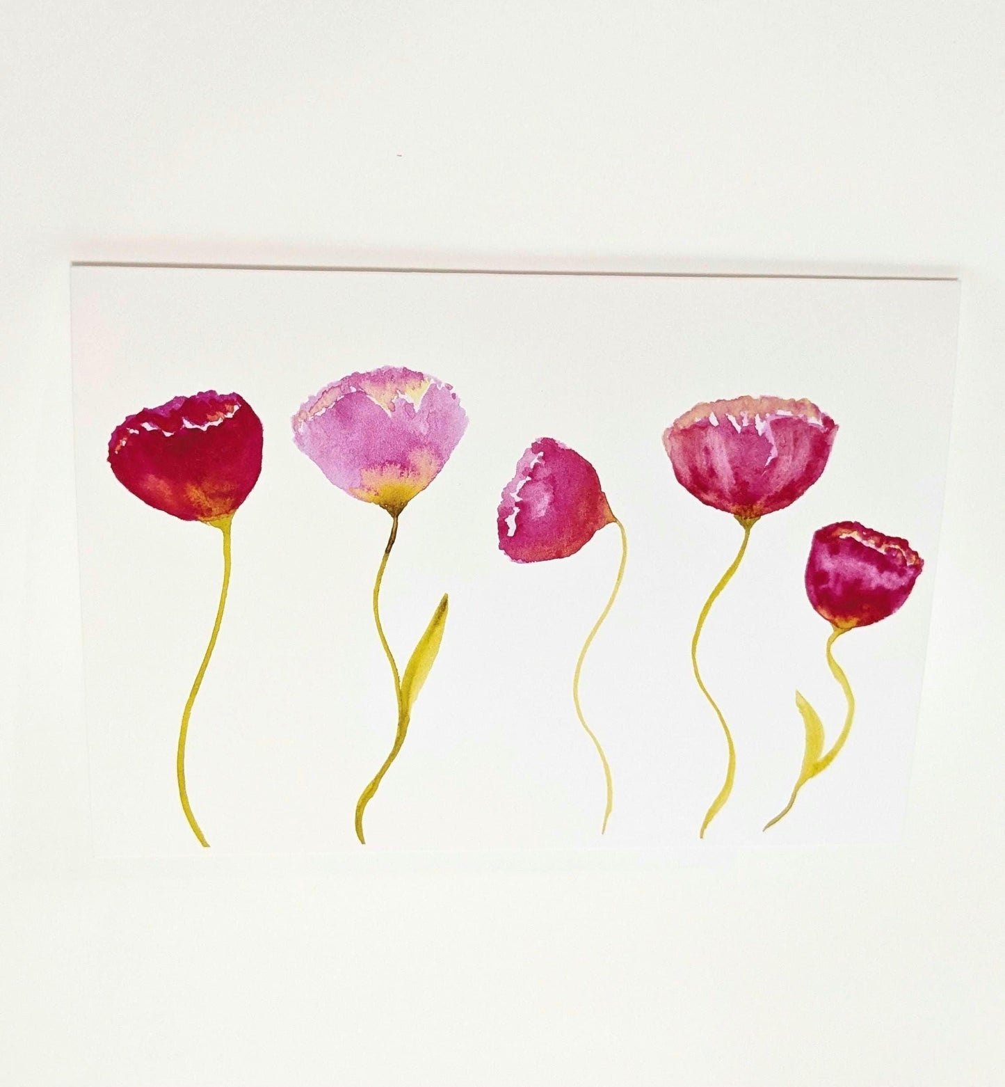 Pink Flowers Greeting Card, 5x7 with envelope