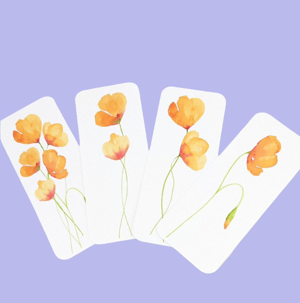 California Poppies Bookmarks, Single or Set of 4