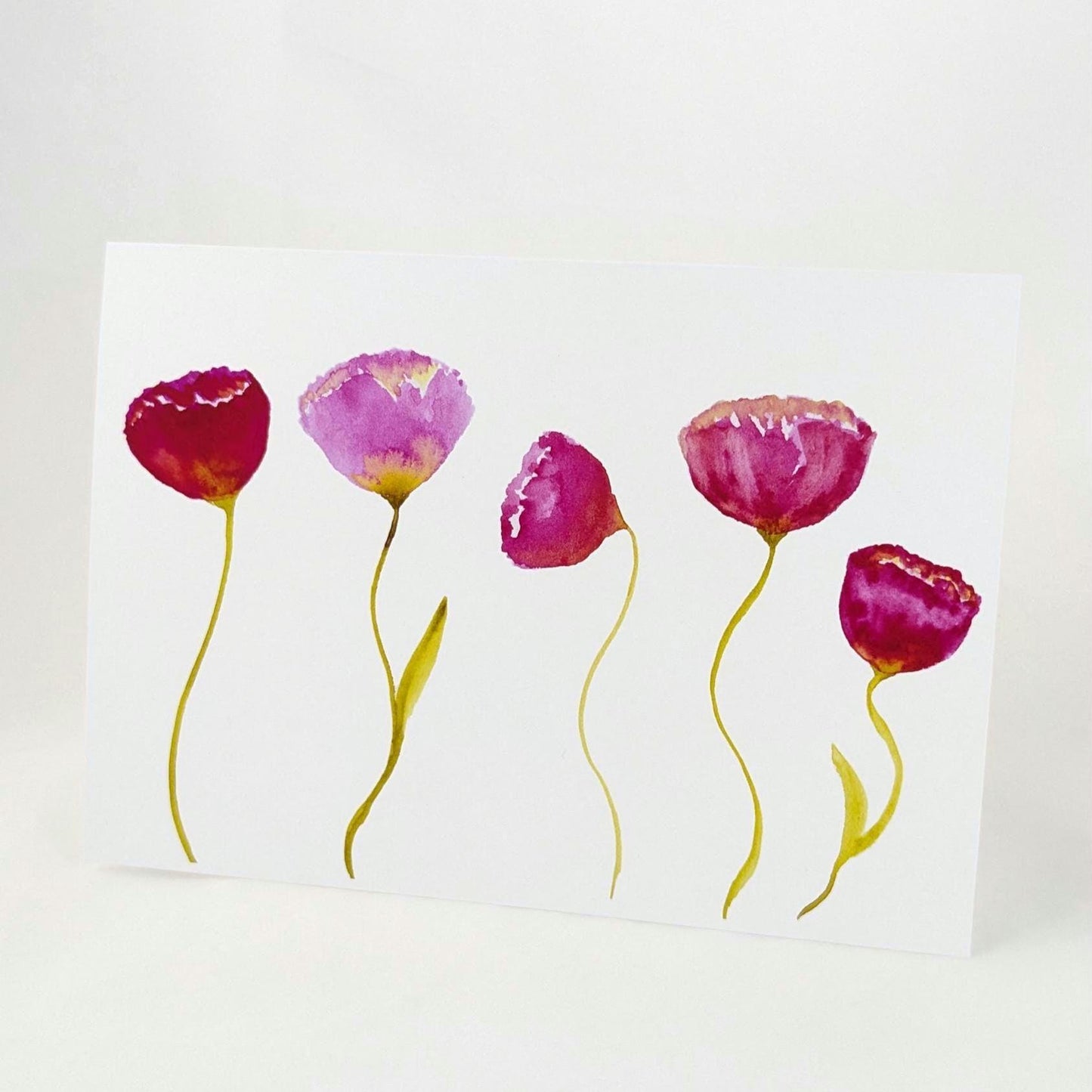 Pink Flowers Greeting Card, 5x7 with envelope