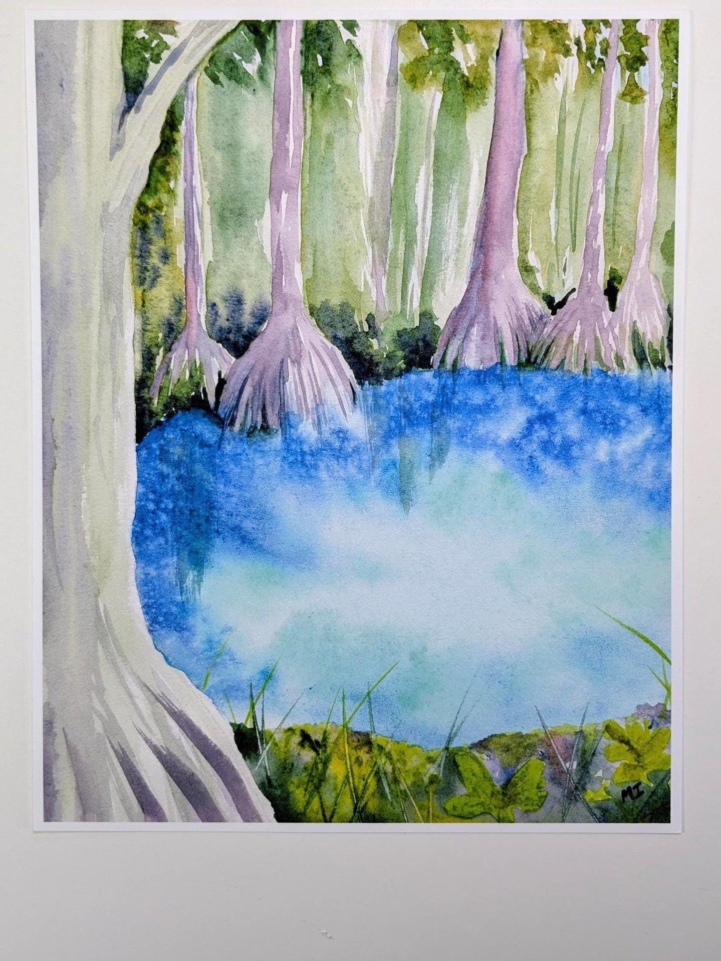 Cypress by the Spring Watercolor Print 8"X10"