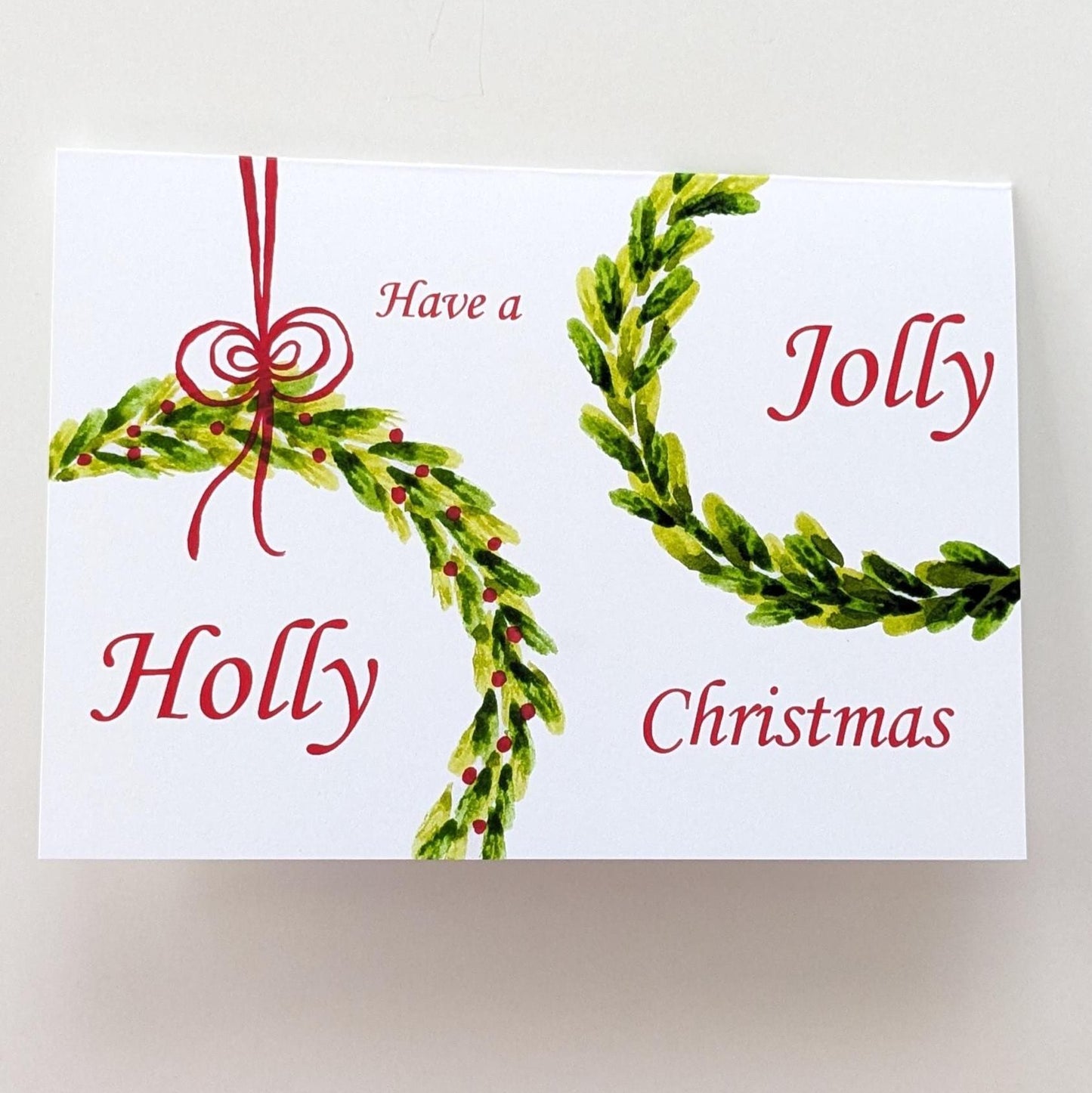 Christmas Greeting Card-Wreath with Red Bow