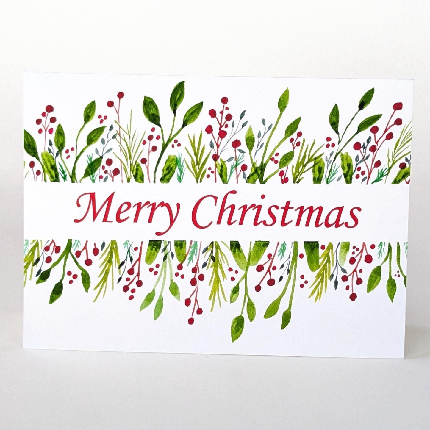 Christmas Greeting Card-Red Berries and Leaves