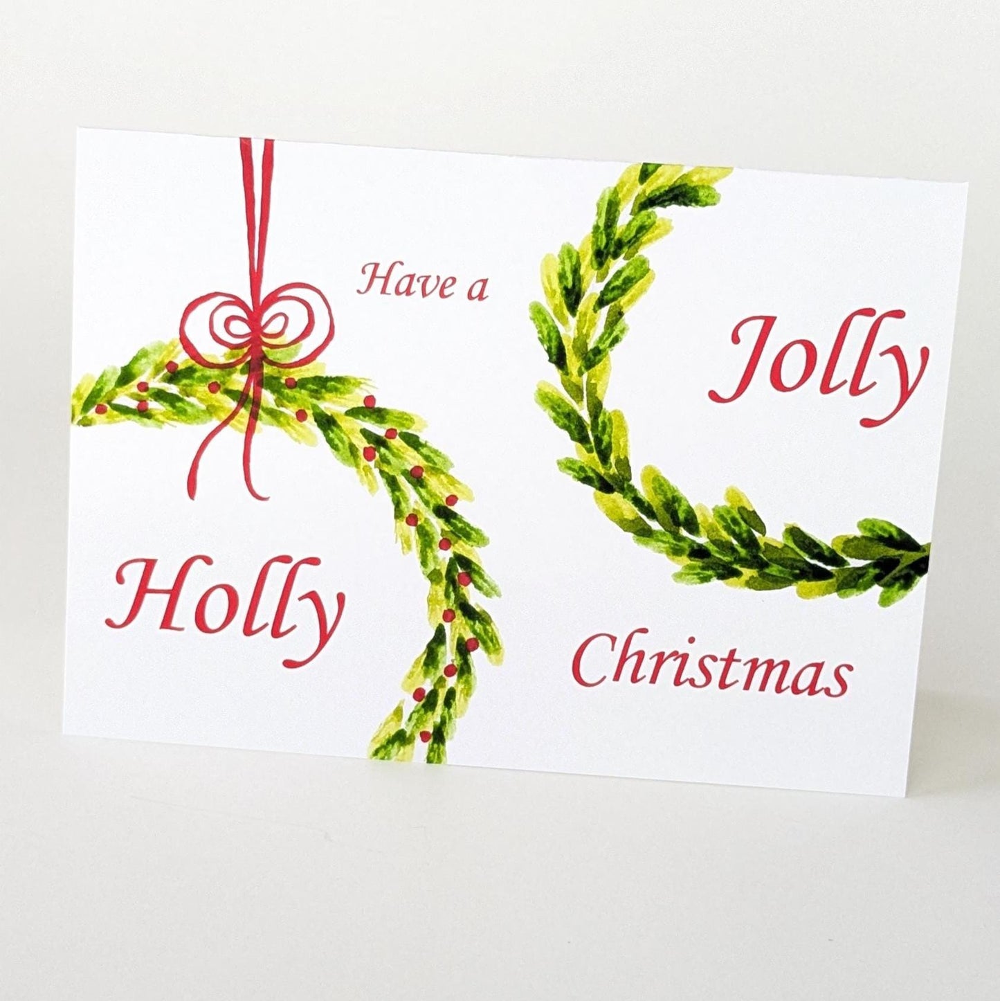 Christmas Greeting Card-Wreath with Red Bow