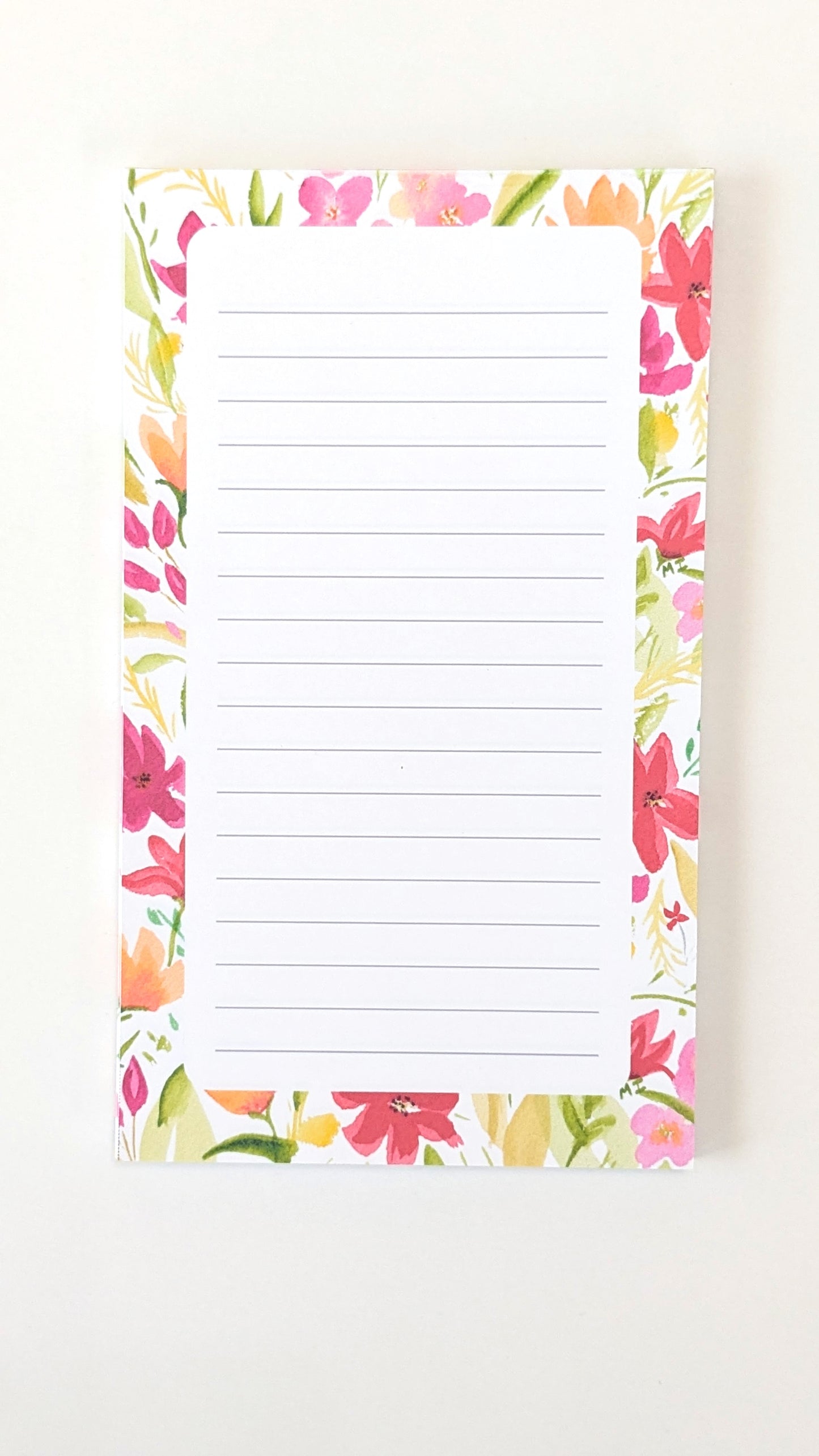 Red florals notepad, 30 lined pages