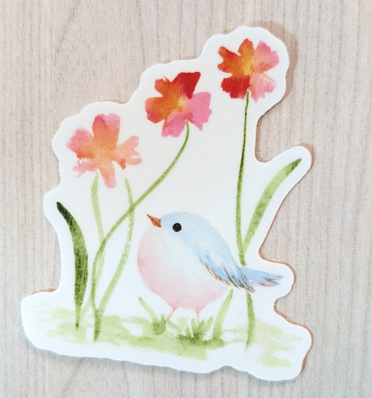 Bluebird and Flowers Sticker