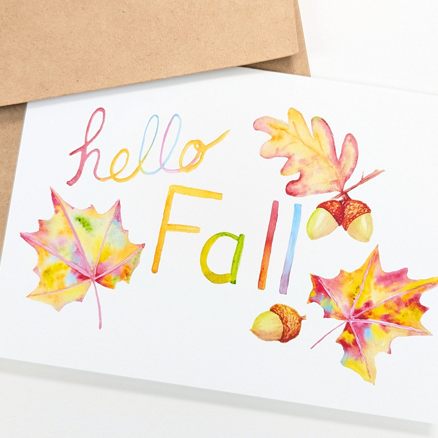 Hello Fall Greeting Card, 5x7 with envelope